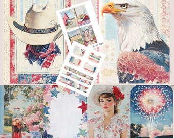 Junk-Journal 4.Juli Unabhängigkeitstag 2019 20 20 vintage 2012 ihre stahlen stahlen stempel stahl seiten druckbare feuerwerk ephemera seiten zum ausdrucken