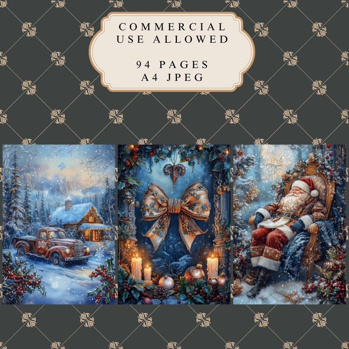 Christmas Holiday Digital Printable Junk Journal Paper Kit, Silent ...