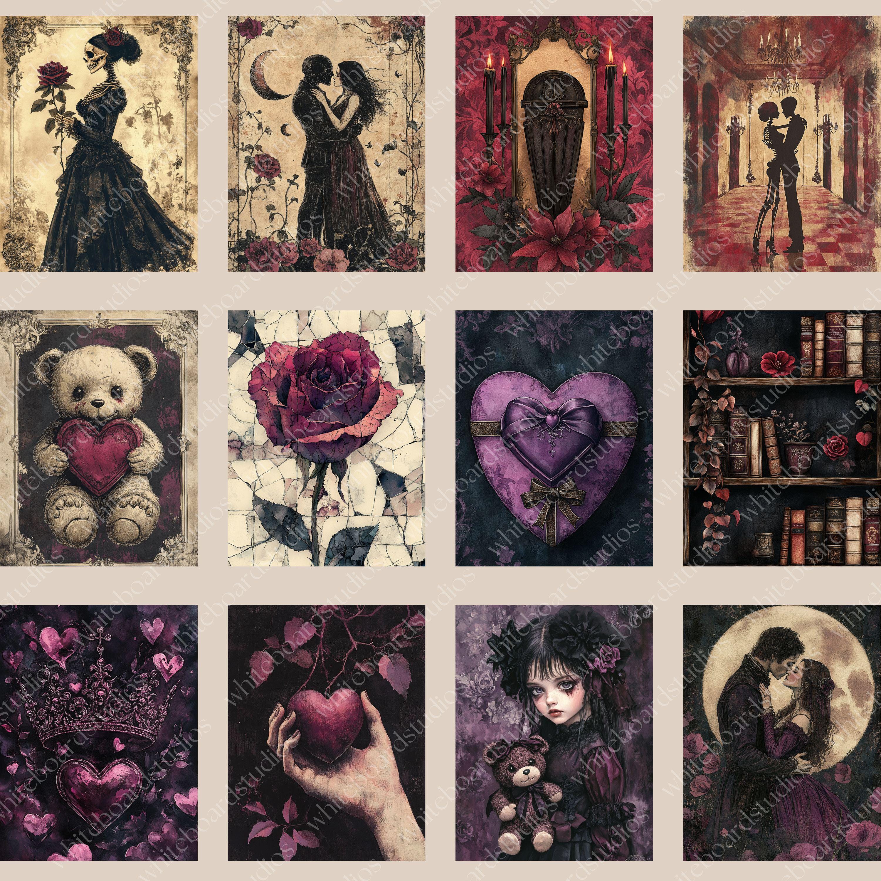 Valentine Gothic Junk Journal Pages, Dark Academia Romance Digital ...