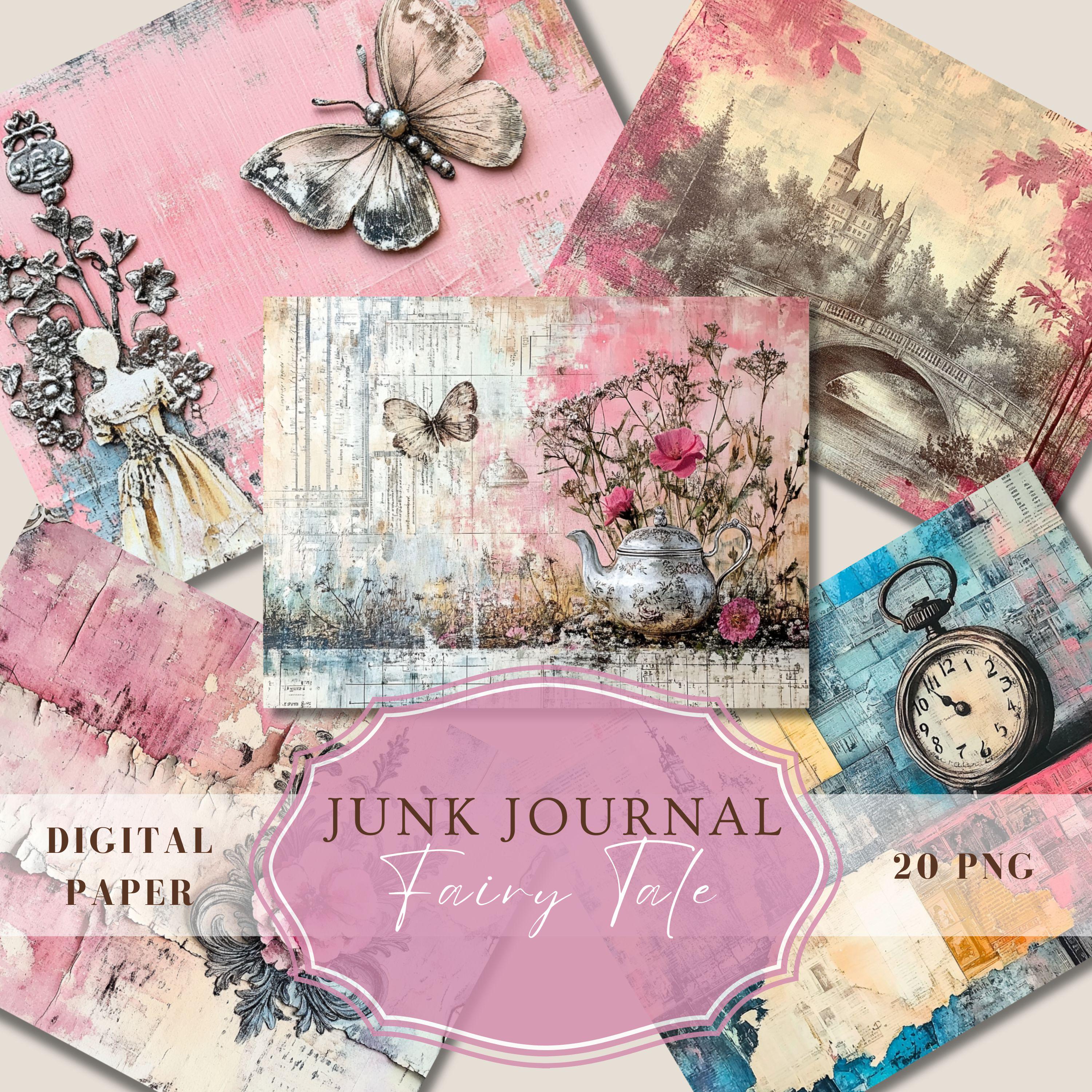 Fairy Tale Junk Journal Paper Pages, Shabby Chic Fantasy Collage ...