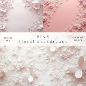 Rosa digitales Papier, shabby chic Blumen Spitze Perle bedruckbare Hintergrund, Geburtstag, Hochzeit Braut Baby Shower Einladungskarte floralen Hintergrund