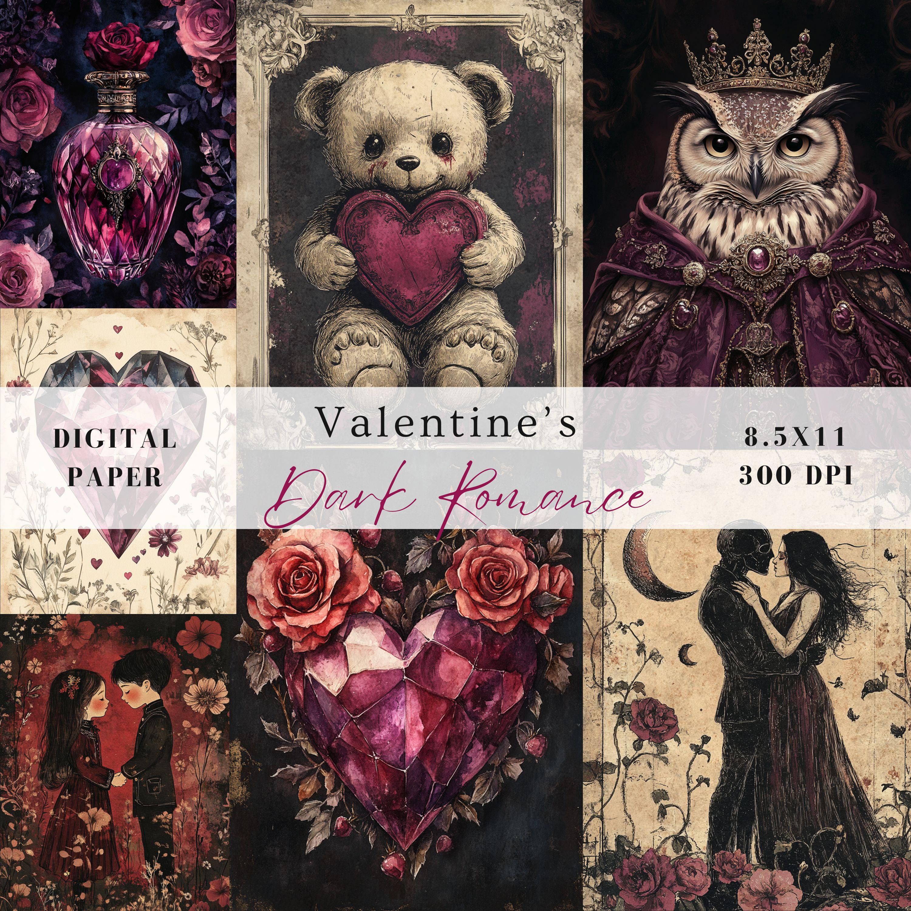 Valentine Gothic Junk Journal Pages, Dark Academia Romance Digital ...