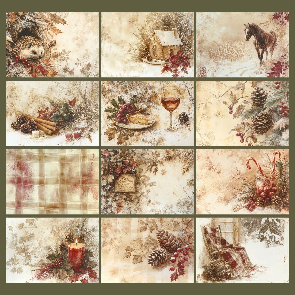 Red Christmas Holiday Digital Printable Junk Journal Pages, Rustic ...