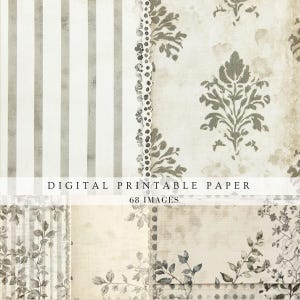 Carta da giornale vintage classica grigia, stile cottage shabby chic, pagine di riempimento per album, stampe digitali stampabili per portico