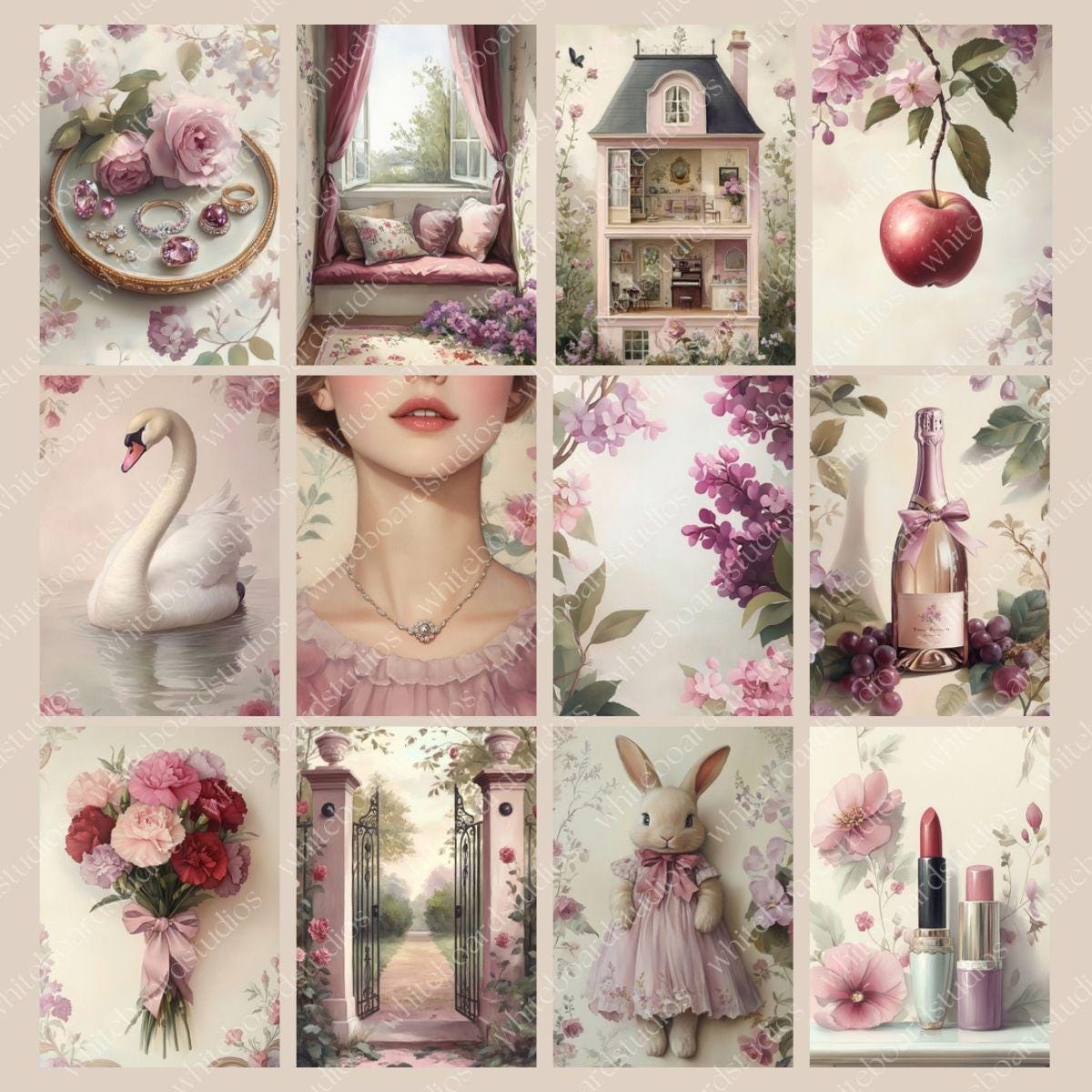 Elegant Plum Purple Junk Journal Pages, Vintage Shabby Chic Countryside ...