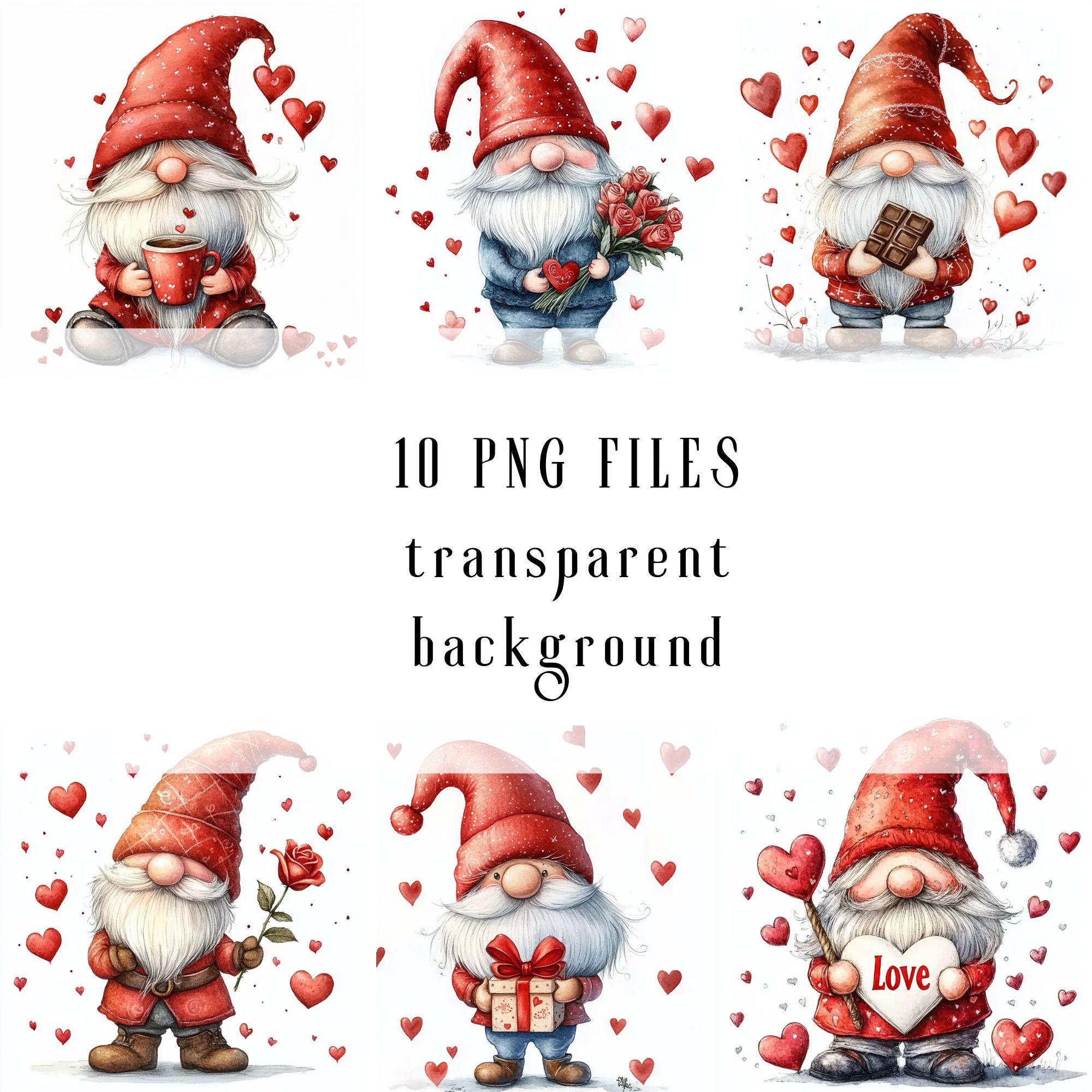 Watercolor Valentines Gnome Png Clipart, Valentine's Day Gnomes Bundle ...