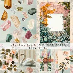 Journal vintage indésirable rose pastel papier de scrapbooking botanique floral bohème minable, fleurs, carte postale d'invitation de baby shower de mariage