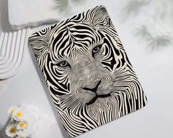 Line Lion iPad Hülle Für iPad 7/8/9, Air 5/6, iPad 9,7 Zoll 10,2 Zoll 10,9 Zoll, iPad Mini 4/5/6 Book & Flip Case mit Stiftschlitz