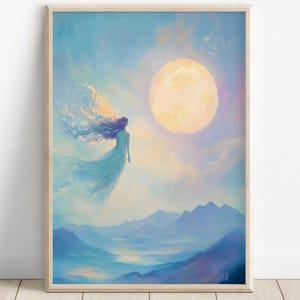 Selene Wall Art, Moon Goddess Canvas, Woman and Moon Fantasy Artwork, Greek Mythology Decor, Divine Feminine Artwork, Selene Canvas