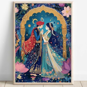 Arte de Krishna, Krishna y Radha, Radha Krishna, Pintura de Krishna, Dios hindú, Arte mural de Dios hindú, Dios indio, Impresión digital de Krishna
