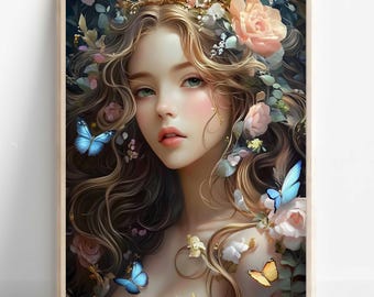 Aphrodite Wall Art, Greek Goddess of Beauty Print, Divine Feminine Decor, Ancient Greece-Inspired Painting, Greek Mythology Poster