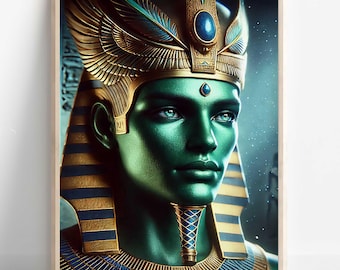 Egyptian God Osiris Print, Osiris Wall Art, Ancient Egyptian Mythology Decor, God of the Afterlife Artwork, Egyptian Art Print