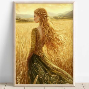 Sif Wall Art, Norse Mythology Decor, Viking Goddess Artwork, Goddess of Fertility, Nordic Wall Art, Sif with Golden Hair, Norse Home Decor