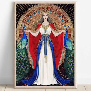 Hera Wall Art, Greek Goddess of Marriage and Queenship, Mythology Inspired Print, Divine Feminine Decor, Greek Mythology Poster