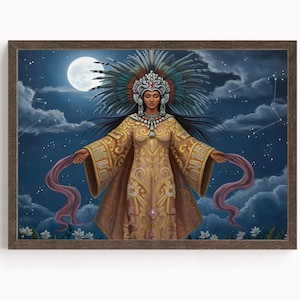 Aztekische Wandkunst, Coyolxauhqui Kunst, aztekische Mondgöttin Dekoration, aztekische Mythologie, mexikanische aztekische Kunst, Mondgöttin