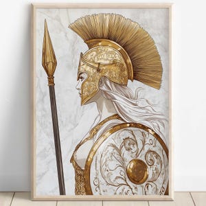 Athena Wall Art, Goddess Athena Canvas, Greek Goddess of the War, Greek Mythology Poster, Ancient Greece Poster, Divine Feminine Decor