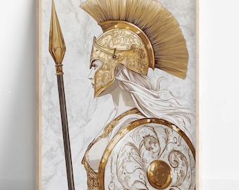 Athena Wall Art, Goddess Athena Canvas, Greek Goddess of the War, Greek Mythology Poster, Ancient Greece Poster, Divine Feminine Decor