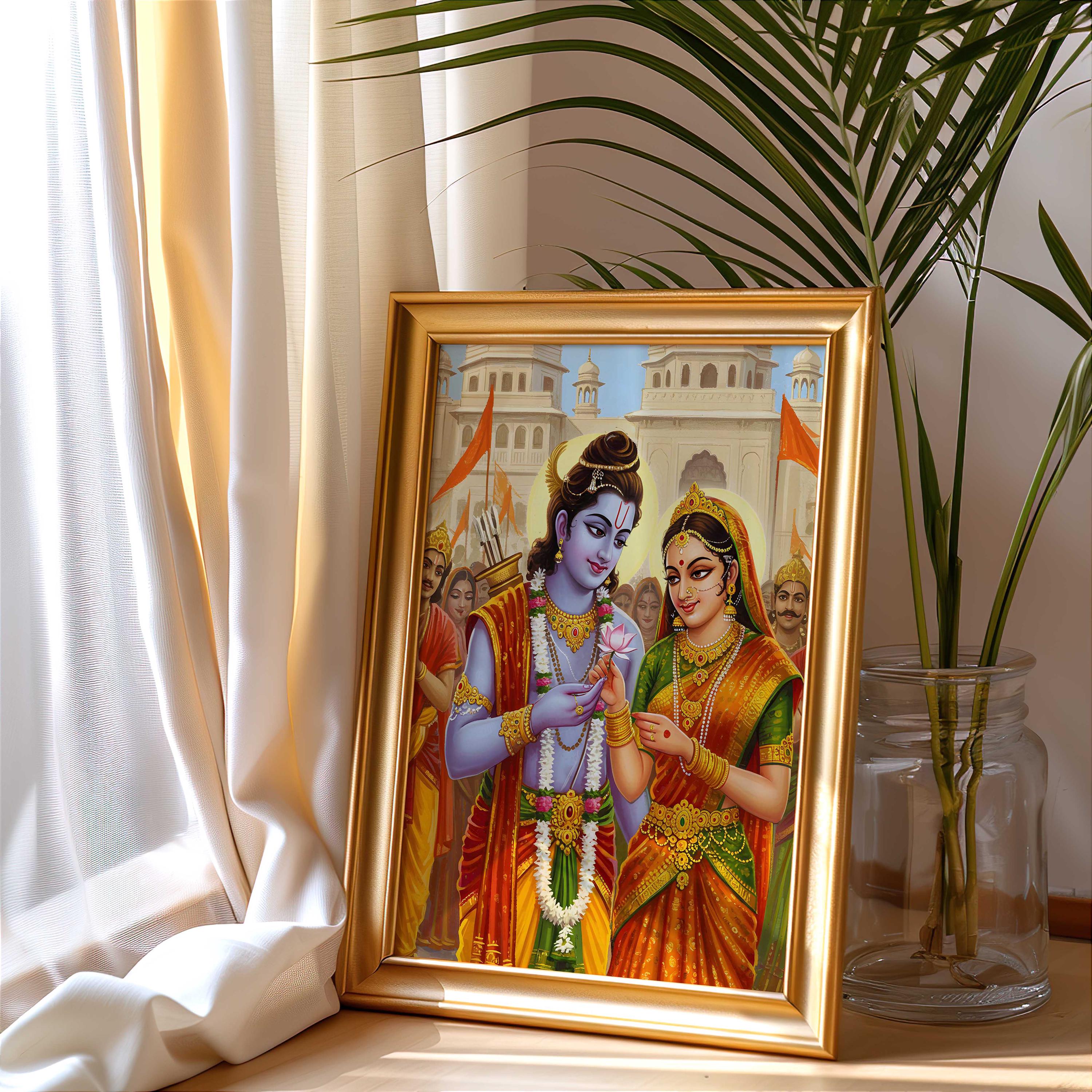 Ram and Sita, Lord Rama, Hindu God Wall Art, Ram, Rama, Indian God ...