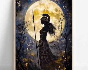 Athena Wall Art, Goddess Athena Canvas, Greek Goddess of the War, Greek Mythology Poster, Ancient Greece Poster, Divine Feminine Decor