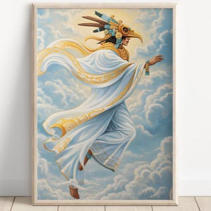 Aztec Wall Art, Ehecatl Art, Aztec God of Wind Decor, Aztec Mythology Artwork, Mexican Aztec Art, God of Breeze and Air
