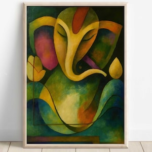 Ganesh Abstract Wall Art, Lord Ganesh, Ganesha, Hindu God Wall Art, Indian God, Poster Print, Canvas, Ganesh Digital Print