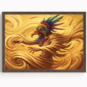 Aztec Wall Art, Ehecatl Art, Aztec God of Wind Decor, Aztec Mythology Artwork, Mexican Aztec Art, God of Breeze and Air