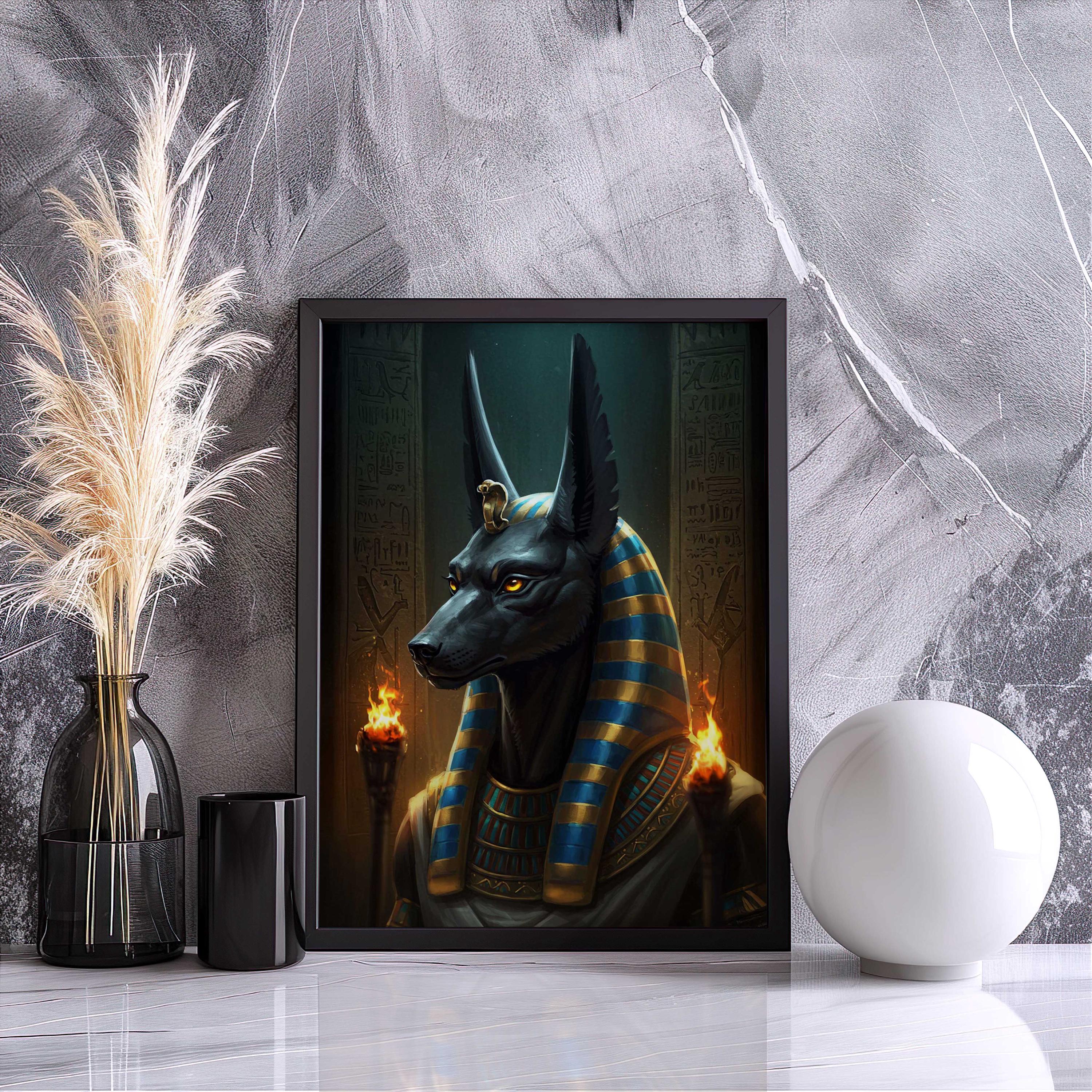 エジプト神アヌビスのプリント、アヌビスの壁アート、古代エジプト神話