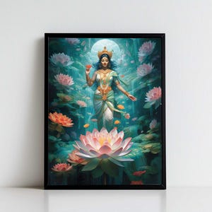 Saraswati, Goddess Saraswati, Goddess of Knowledge, Saraswati Art, Hindu Goddess, Indian Goddess, Digital Print of Saraswati