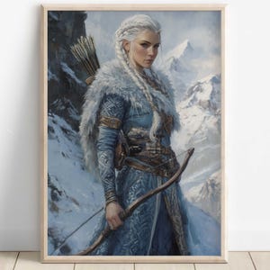 Skadi Wall Art, Norse Mythology Decor, Viking Goddess, Goddess of Winter, Nordic Wall Art, Skadi with Bow and Mountains, Norse Home Decor