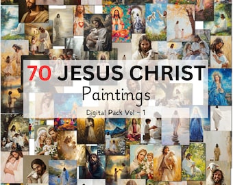 70 Jesus Paintings Digital Pack Vol 1, Modern Christian Painting, Jesus Christ Painting, Modern Christian Painting, Christian Art