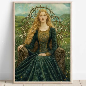 Sif Wall Art, Norse Mythology Decor, Viking Goddess Artwork, Goddess of Fertility, Nordic Wall Art, Sif with Golden Hair, Norse Home Decor