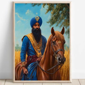 Khalsa Warrior, Sikh Art Print, Bold Warrior, Traditional Artwork, Spiritual Wall Art, Vibrant Punjab Heritage, Martial Sikh History