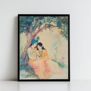 Arte de Krishna, Krishna y Radha, Radha Krishna, Pintura de Krishna, Dios hindú, Arte mural de Dios hindú, Dios indio, Impresión digital de Krishna