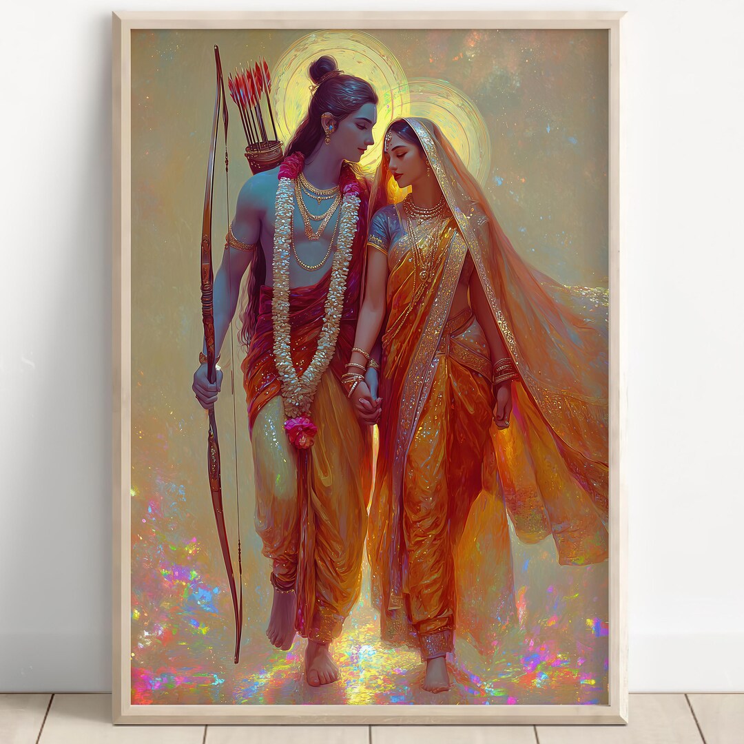 Ram and Sita, Lord Rama, Ramyana, Ramyan, Hindu God Wall Art, Ram, Rama ...