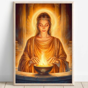 Hestia Wall Art, Greek Goddess of Home and Hearth, Hestia Canvas, Greek Mythology Poster, Divine Feminine Artwork, Hestia Poster