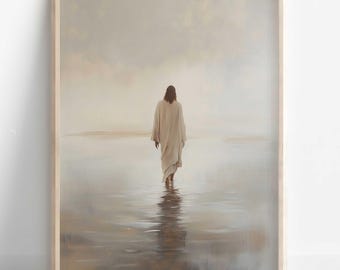Christian Art, Jesus Christ walking on water, leave the 99, Modern Christian Painting, Modern Christian Art, Jesus Christ Painting