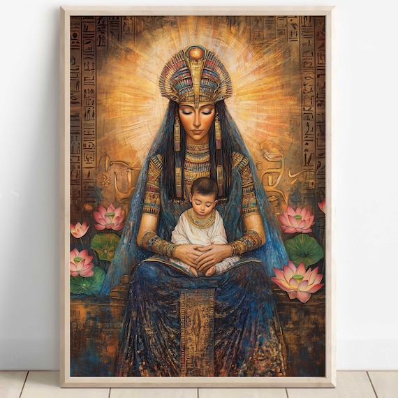 Egyptian Goddess Isis Print, Isis Goddess Wall Art, Ancient Egyptian Mythology Decor, Divine Mother Goddess Artwork, Egyptian Art Print