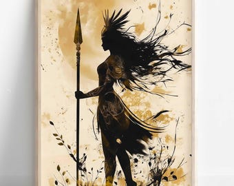 Athena Wall Art, Goddess Athena Canvas, Greek Goddess of the War, Greek Mythology Poster, Ancient Greece Poster, Divine Feminine Decor