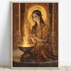 Hestia Wall Art, Greek Goddess of Home and Hearth, Hestia Canvas, Greek Mythology Poster, Divine Feminine Artwork, Hestia Poster