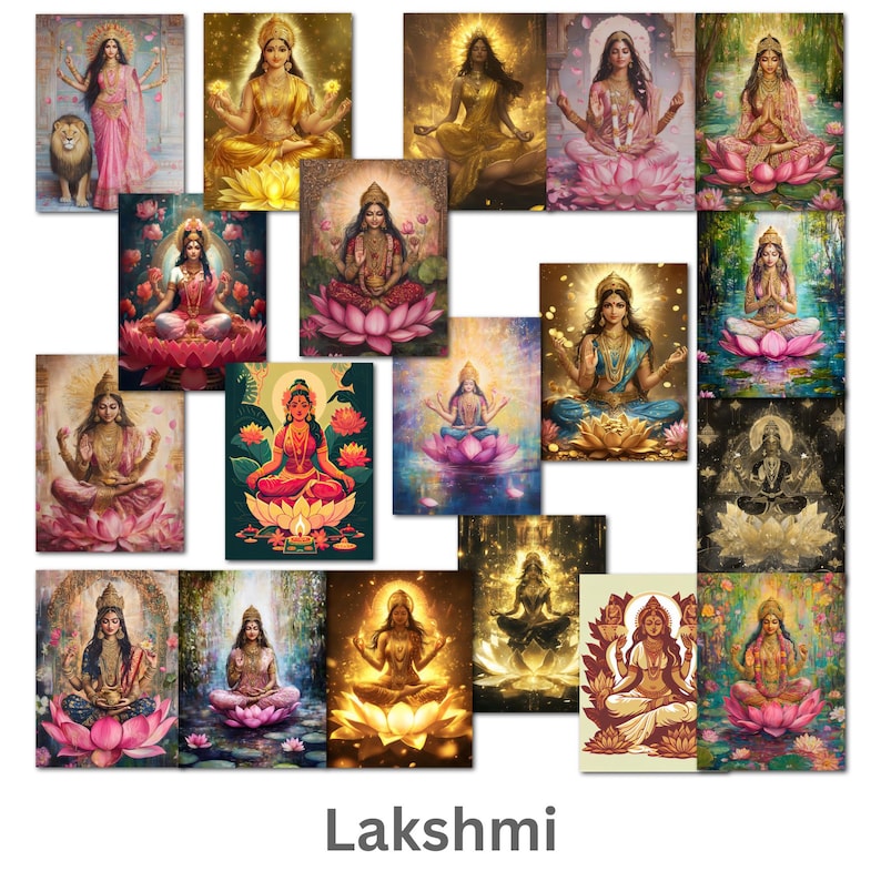 140 Hindu Gods Paintings Digital Pack Vol 1, Lakshmi, Saraswati, Krishna, Shiv, Kali, Hanuman, Ram, Vishnu, Durga, Brahma, Instant download image 2