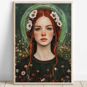 Brigid Celtic Goddess Wall Art, Irish Mythology Print, Goddess of Fire and Forge, Celtic Tonalism Decor, Sacred Feminine Pagan Artwork