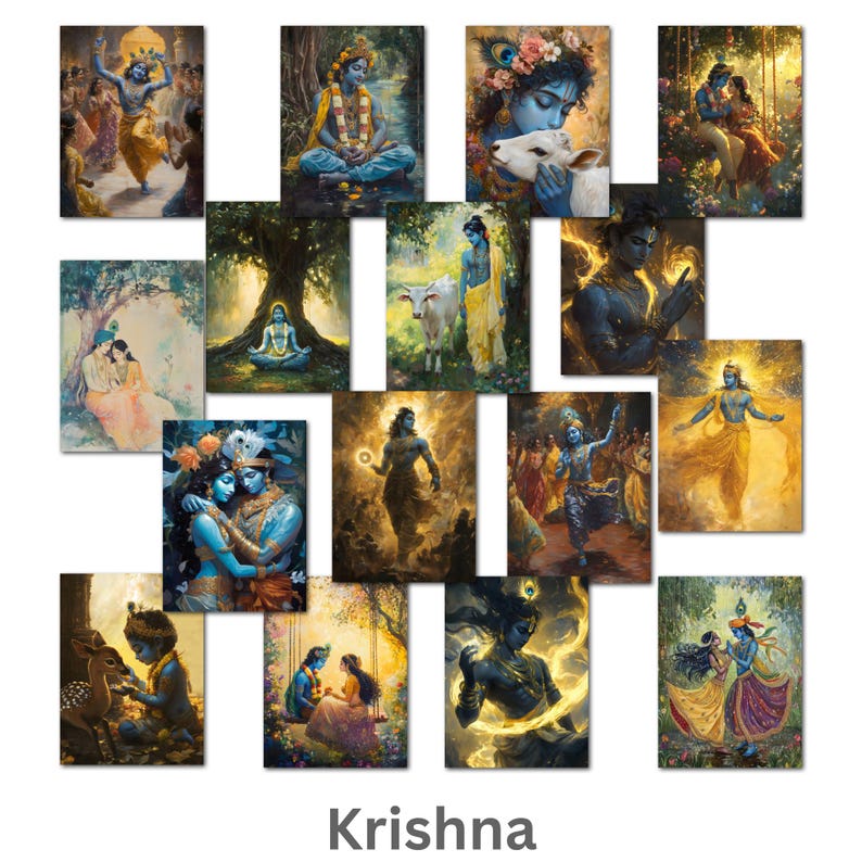 140 Hindu Gods Paintings Digital Pack Vol 1, Lakshmi, Saraswati, Krishna, Shiv, Kali, Hanuman, Ram, Vishnu, Durga, Brahma, Instant download image 4