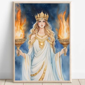 Hestia Wall Art, Greek Goddess of Home and Hearth, Hestia Canvas, Greek Mythology Poster, Divine Feminine Artwork, Hestia Poster