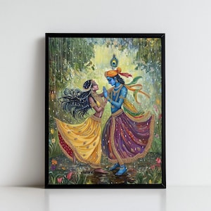 Arte de Krishna, Krishna y Radha, Radha Krishna, Pintura de Krishna, Dios hindú, Arte mural de Dios hindú, Dios indio, Impresión digital de Krishna