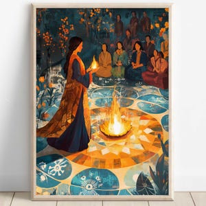 Hestia Wall Art, Greek Goddess of Home and Hearth, Hestia Canvas, Greek Mythology Poster, Divine Feminine Artwork, Hestia Poster