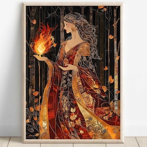 Hestia Wall Art, Greek Goddess of Home and Hearth, Hestia Canvas, Greek Mythology Poster, Divine Feminine Artwork, Hestia Poster