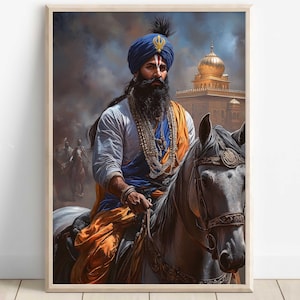 Khalsa Warrior, Sikh Art Print, Bold Warrior, Traditional Artwork, Spiritual Wall Art, Vibrant Punjab Heritage, Martial Sikh History