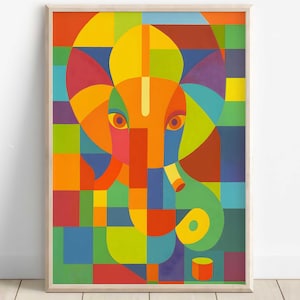 Ganesh Abstract Wall Art, Lord Ganesh, Ganesha, Hindu God Wall Art, Indian God, Poster Print, Canvas, Ganesh Digital Print