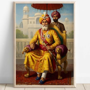 Sikh Art | Maharaja Ranjit Singh | Sher-e-Punjab | First Maharaja of the Sikh Empire | Sikh Art Painting | Print | Canvas