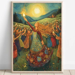 Brigid Celtic Goddess Wall Art, Irish Mythology Print, Goddess of Fire and Forge, Celtic Tonalism Decor, Sacred Feminine Pagan Artwork